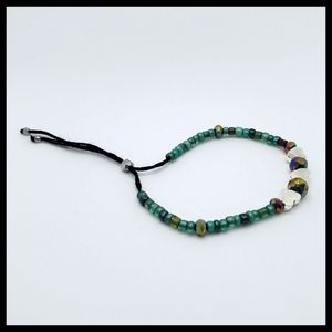 Sea Green and Silver Hearts Friendship Bracelet